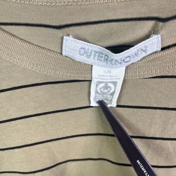 Outerknown T Shirt Men L Green Black Khaki Striped Spellout Outdoors Hiking SPOT - Picture 4 of 13